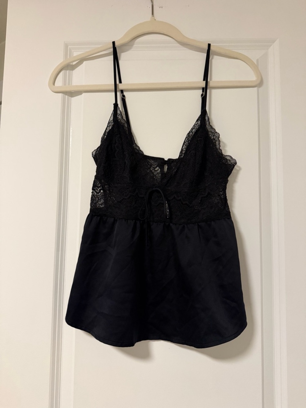 Victoria Secret Black Lace Satin Cami Top and Bottoms